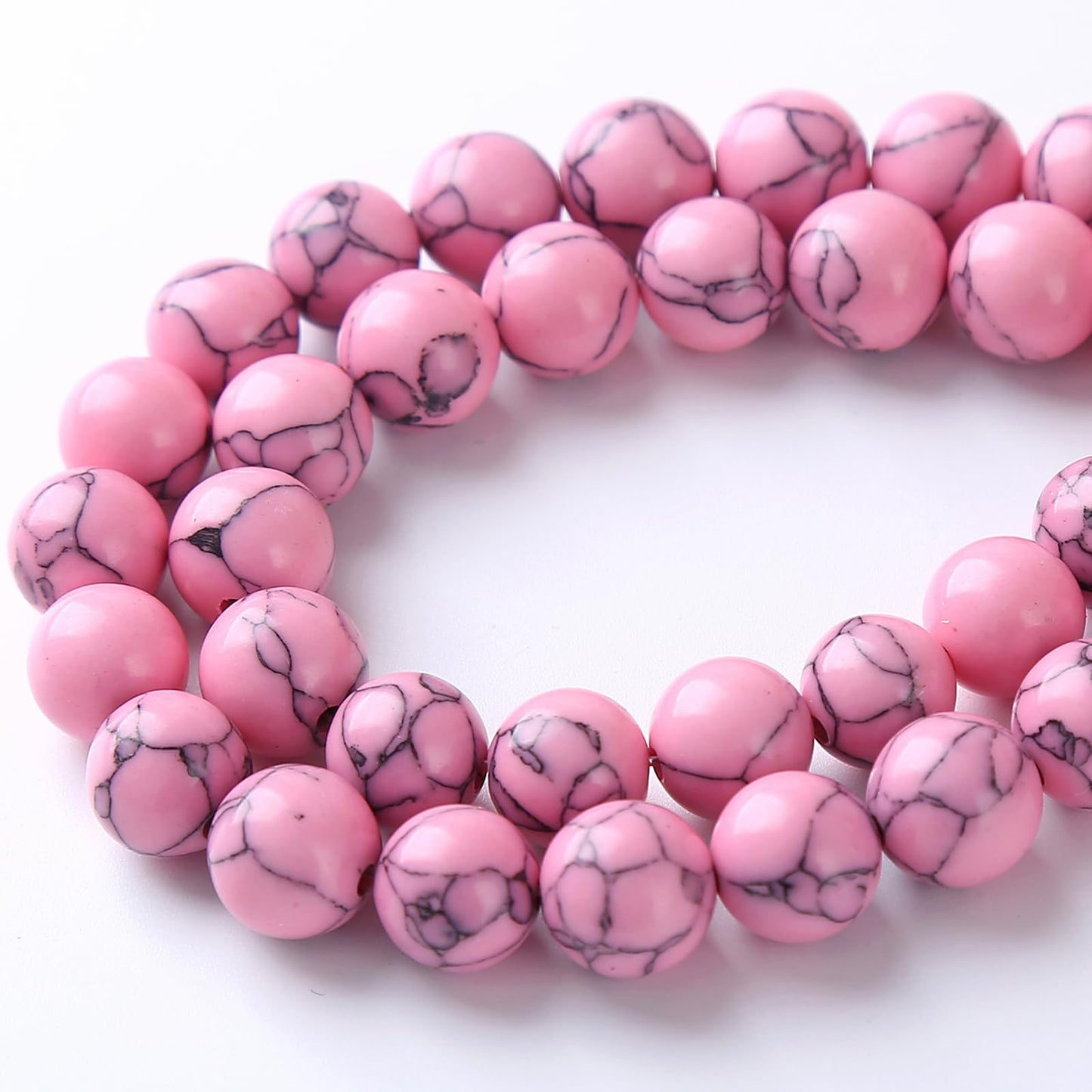45pcs 8mm Pink Turquoise Beads Natural Stone Round Loose Spacer Beads for Jewelry Making DIY Bracelet Necklace 1 Strand 15inch