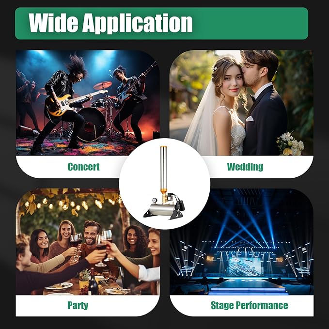 JIBIENI 2PCS Confetti Machine, 150W Party Launcher, Stage Salute Cannon, Wireless Control Sprayer, Stainless Steel Adjustable Angle Device for Wedding Concert Celebration Special Event