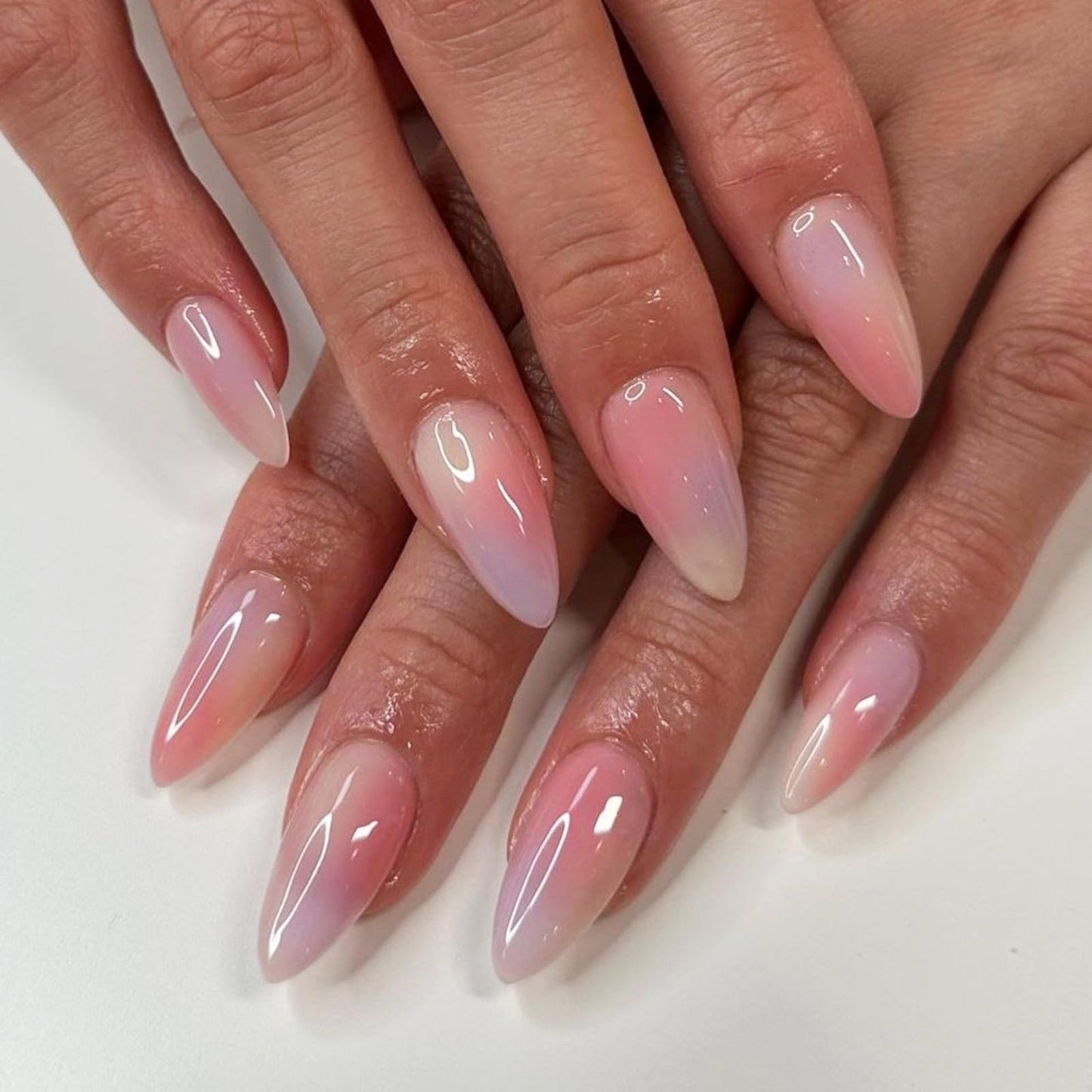 Gentle Claws Haute Press On Nails | Aurora | Gradient Orange and Purple Multicolor Tie Dye Press On Nails with Gloss Finish