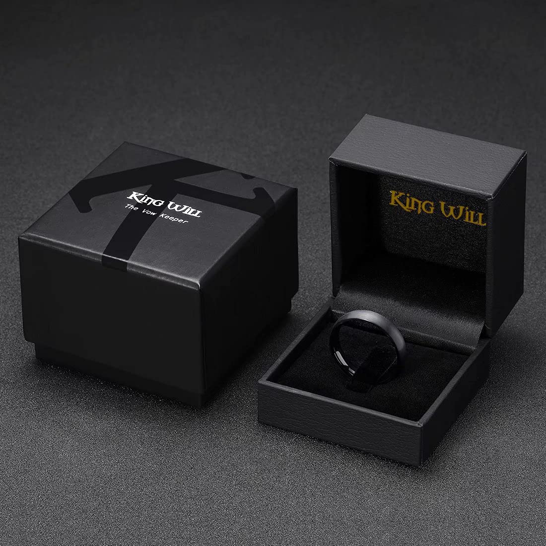 King Will 6mm Black Wedding Band for Men, Domed Brushed Tungsten Rings for Men Women, Comfort Fit, Durable, Size 10.5