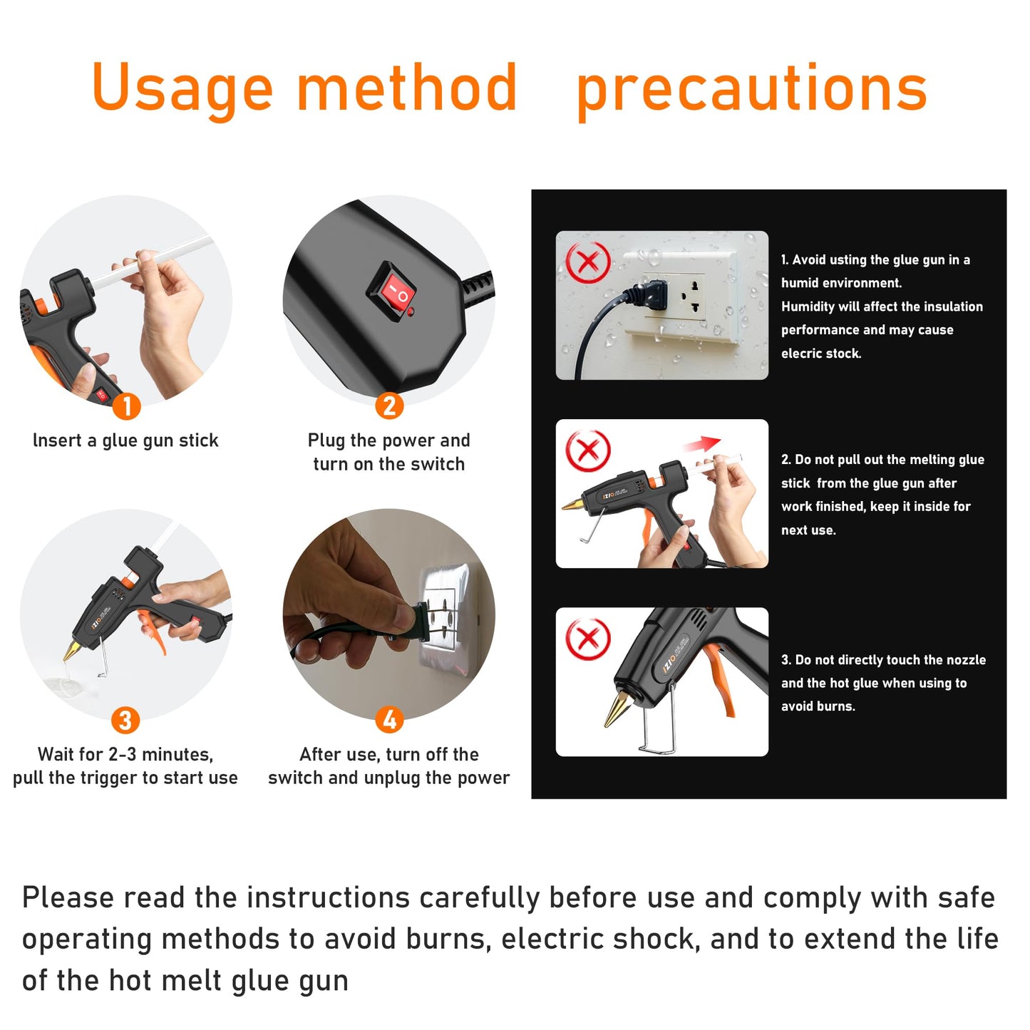IZIO Hot Glue Gun with 21 Glue Sticks7/16") &Storage Pouch - 100W Fast Heating (2-3 Min), Heavy Duty DIY Starter Kit for Crafts, Fabric, Wood, Home Repairs,Non-Drip Precision Nozzle, ergonomic|Black
