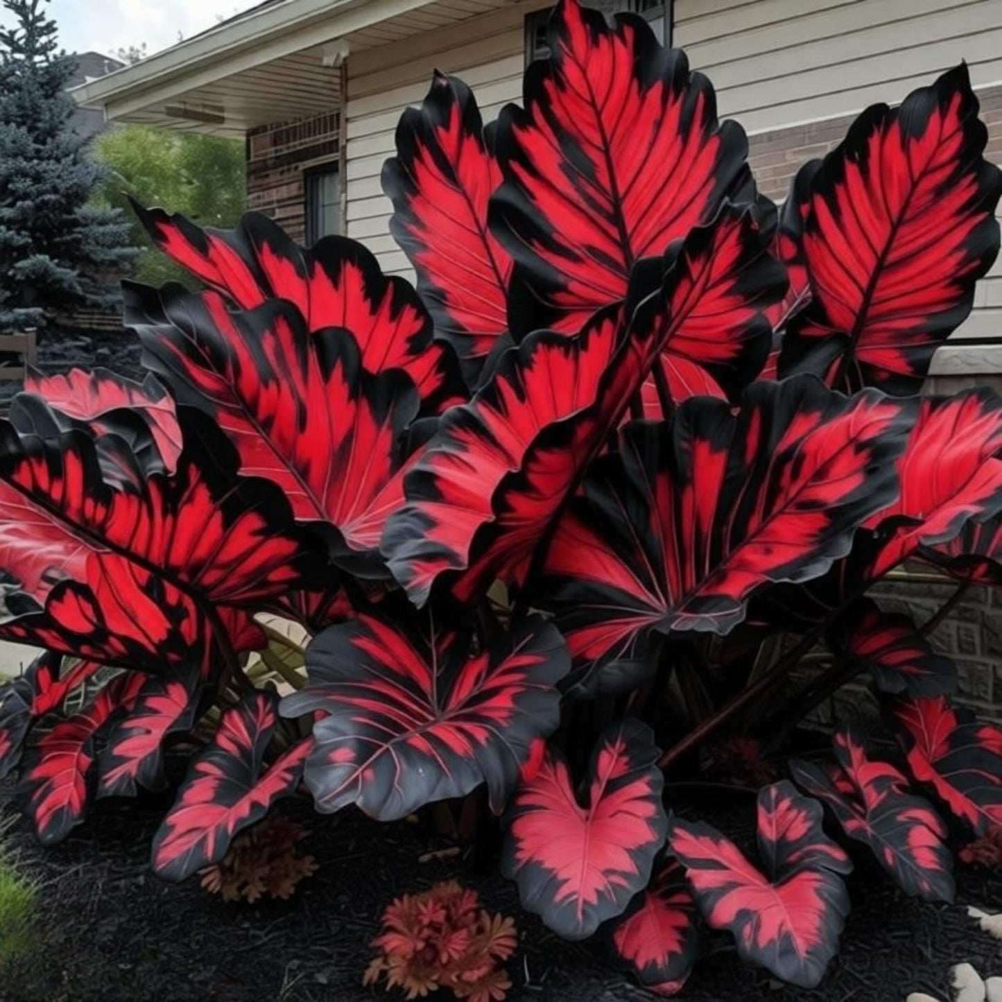 EDRHTJG Giant Tropical Leaf-Elephant Ear-Beginner Friendly-Alocasia for Water Feature Companion-Colorful Display (8)