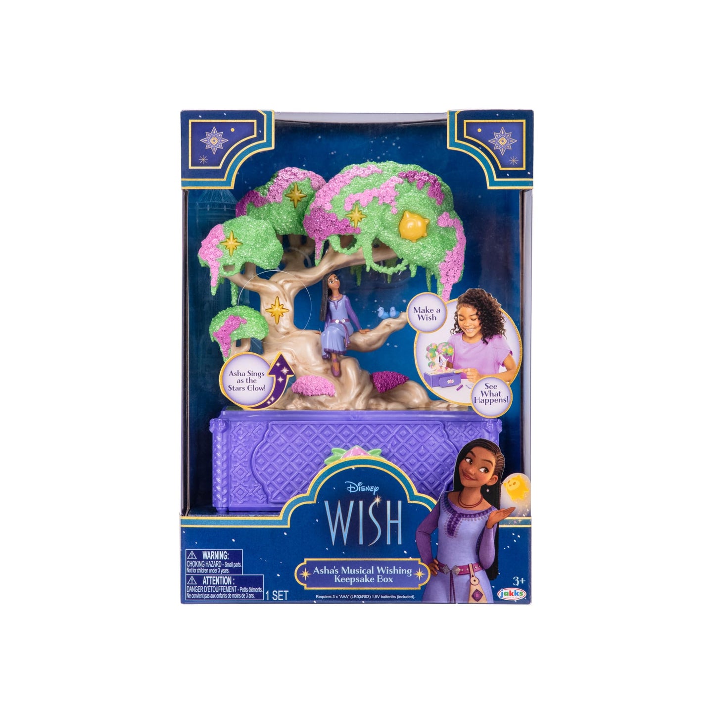 Disney's Wish Jewelry Box Asha's Wishing Tree Keepsake Musical Box with Star Toy Ring