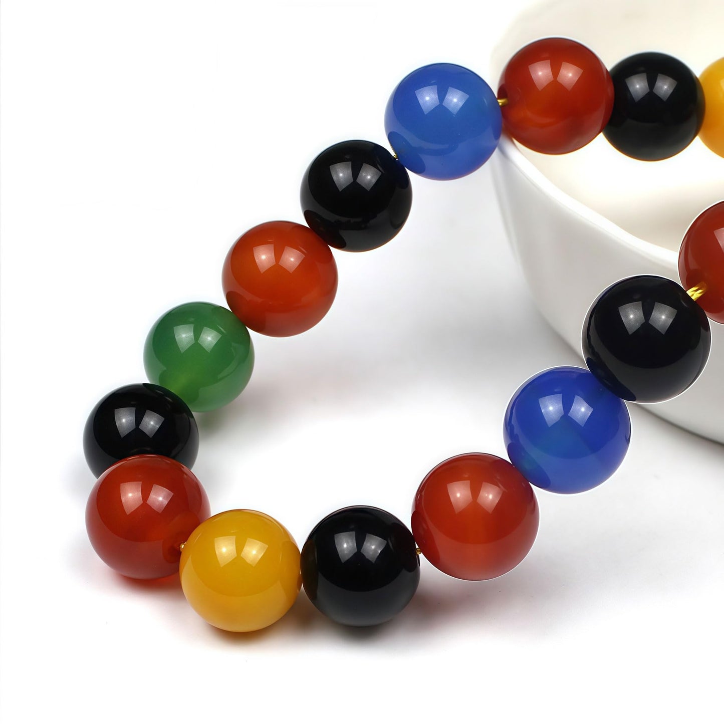 MJDCB AAA Natural Multicolor Agate Beads Round Colorful Stone Energy Healing Beads for DIY Necklace Bracelat Jewelry Making Strand 15" (8mm)