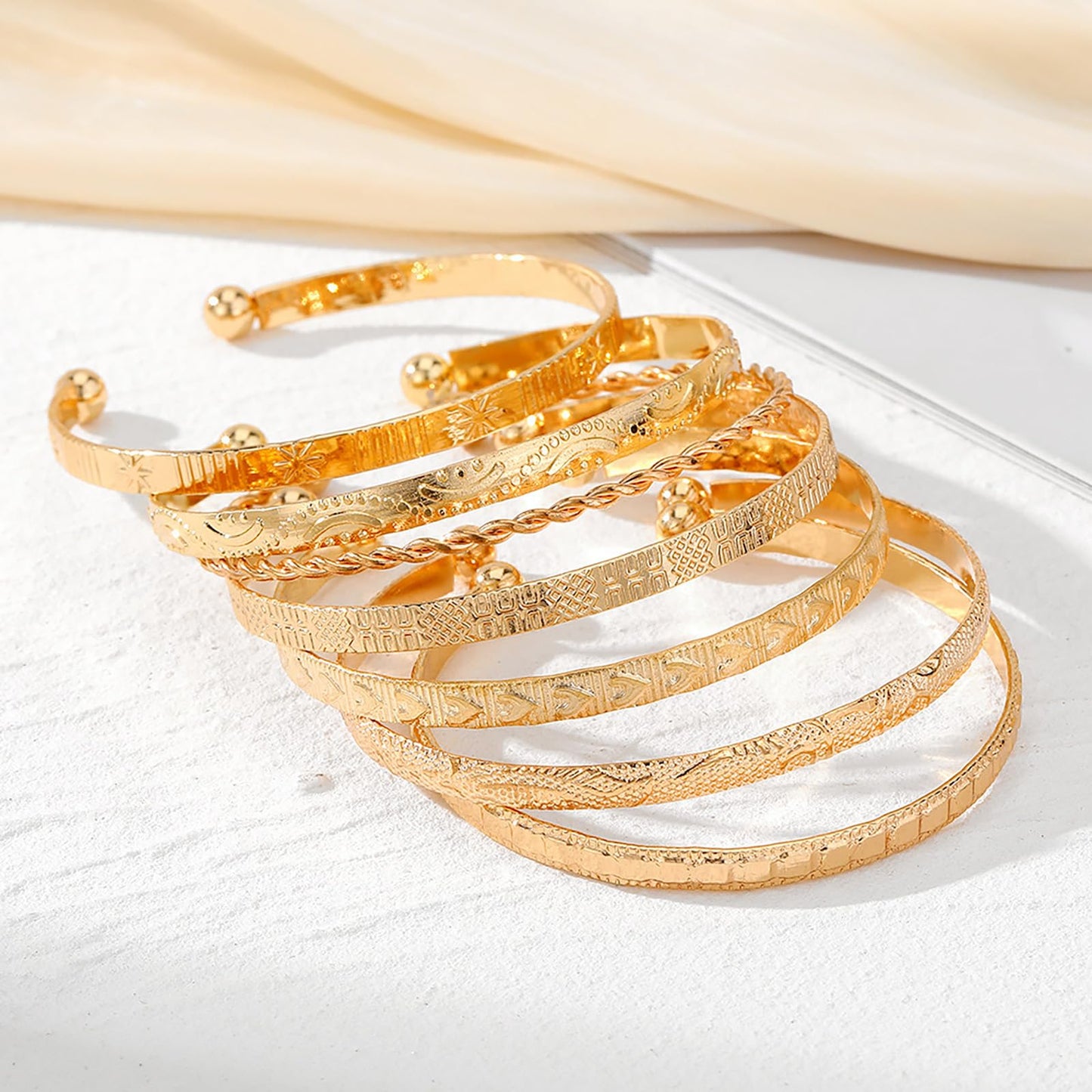 FUNOJOY Bangle Bracelets Set for Women, Multi Layer Stackable Cuff Bracelets, Boho Open Adjustable Bangle Jewelry Gift for Her