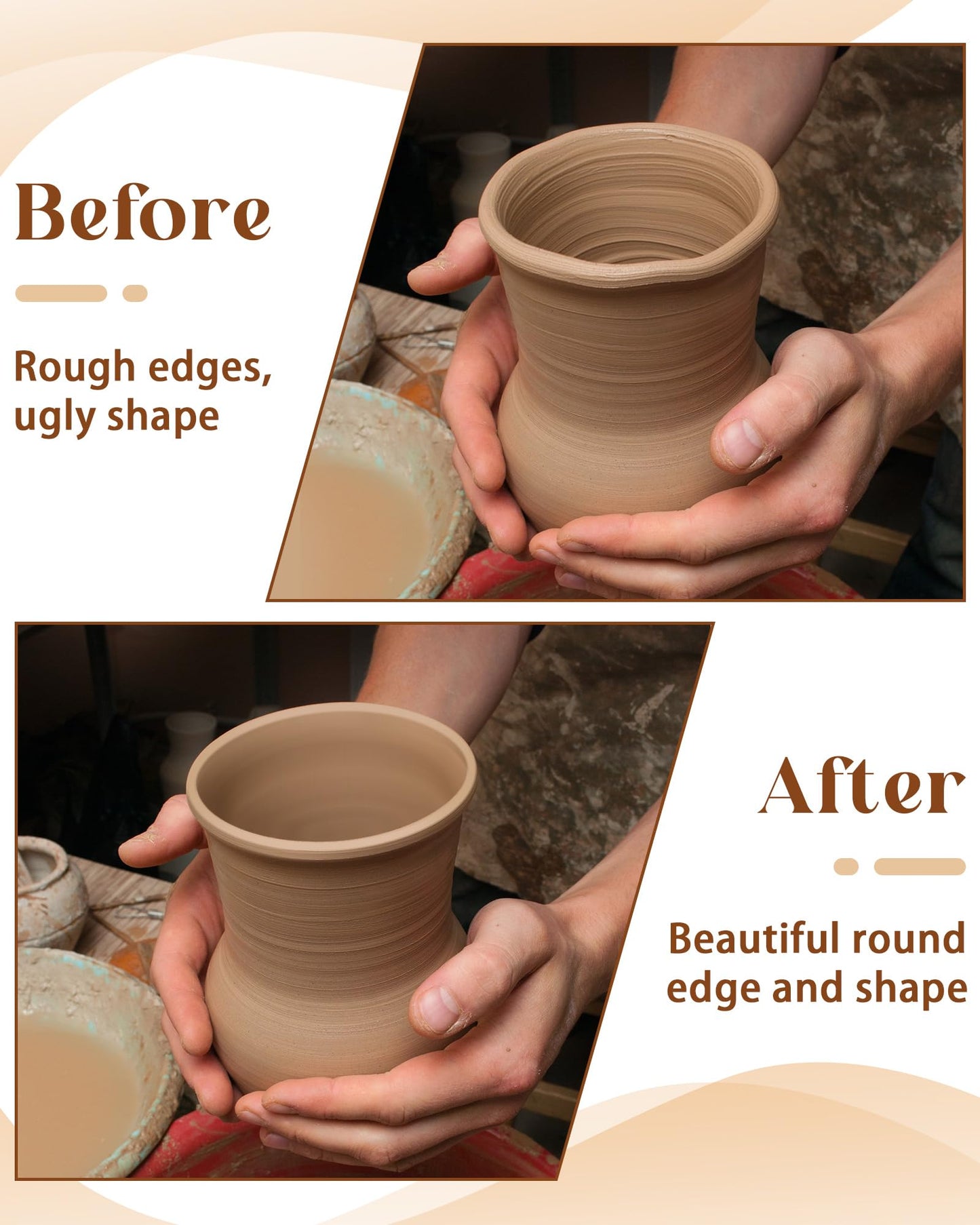 Colingmill 4 Pcs Wooden Rim Cone Shaper for Pottery Ceramic Clay Edge Fixing Smoother Rounded Tool Bowl Cup Vase Trimming Mold 4 Size Shaping Craft Supplies DIY Pottery for Artists Beginners Hobbyists