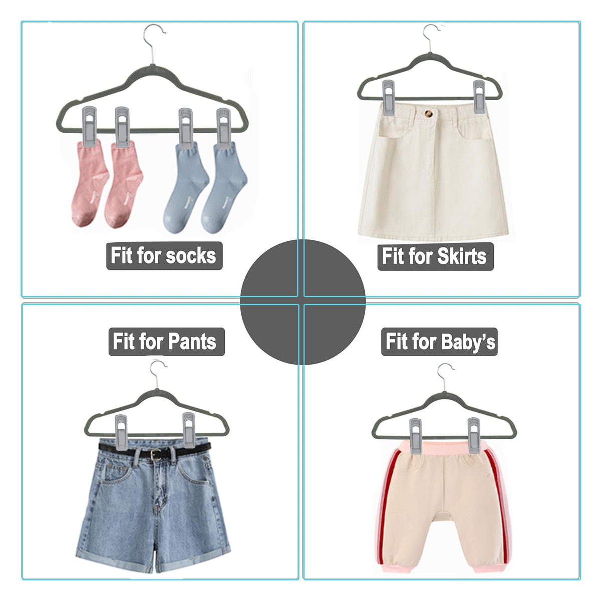 Hanger Clips Perfect for Velvet Hangers (20 Count)