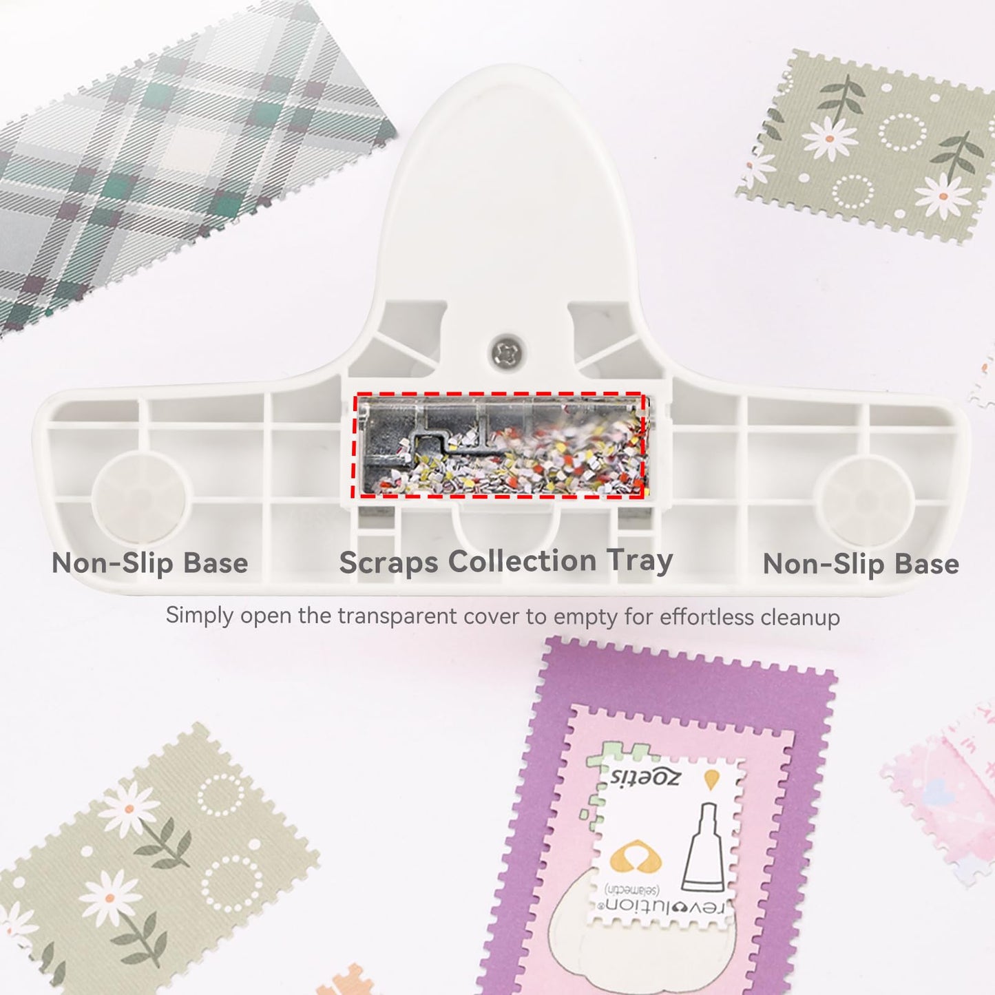 Stamp Puncher - Adjustable Postage Stamp Border Punch Stamp Shaped Paper Punch for Scrapbooking, DIY Greeting Cards, Journaling, and Paper Crafts (Mauve)
