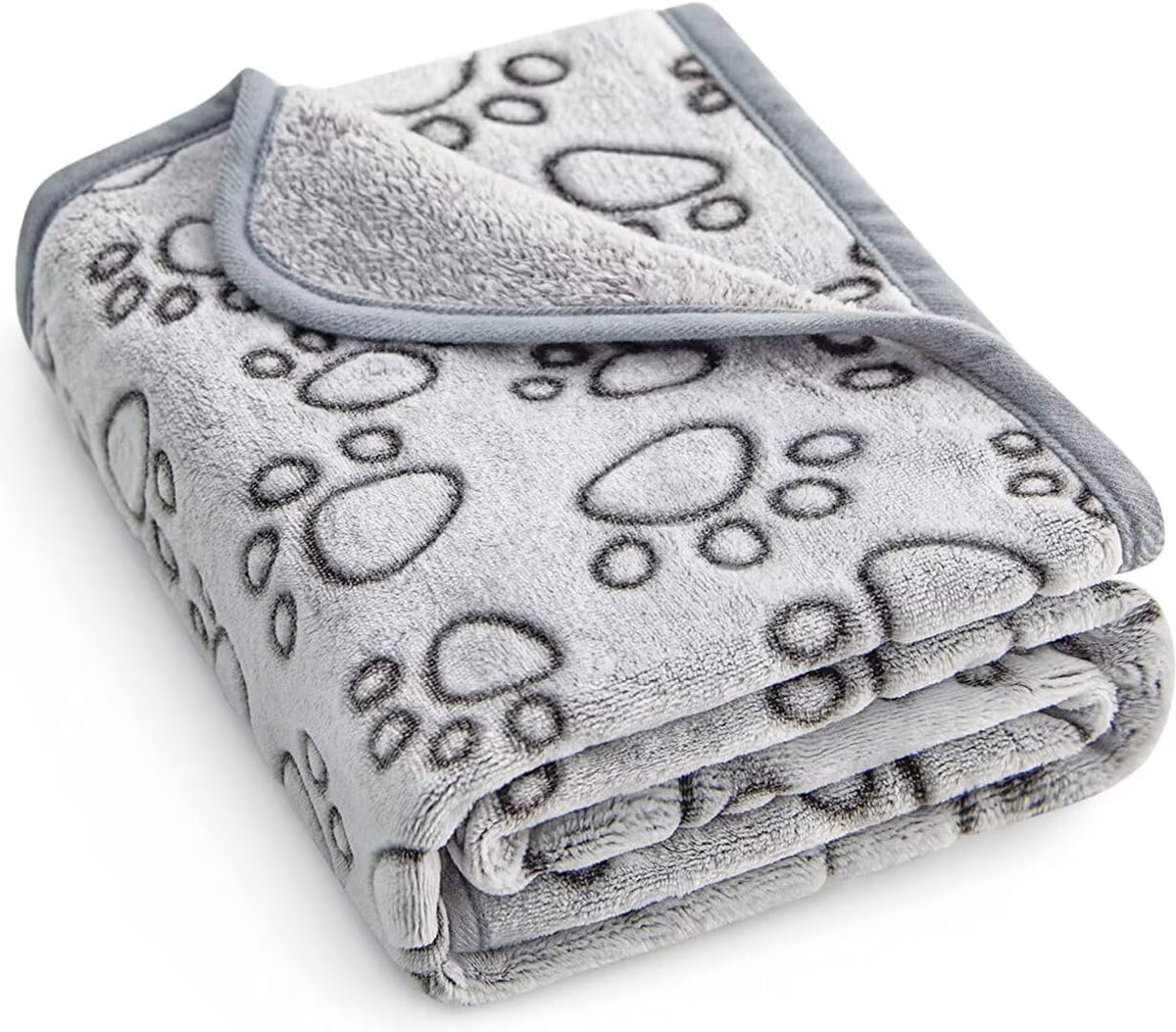 Stuffed Large Brown Premium Soft Dog Blanket, with Flannel Cute Paw Print, 43 * 66 inches, Cat Blanket Maltipoo Puppy Essentials
