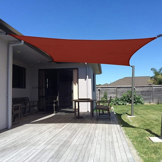 SUNNY GUARD Custom Size 8'x20' Terra Red Sun Shade Sail Rectangle UV Block Shade for Backyard Yard Patio Deck Garden(Customized)