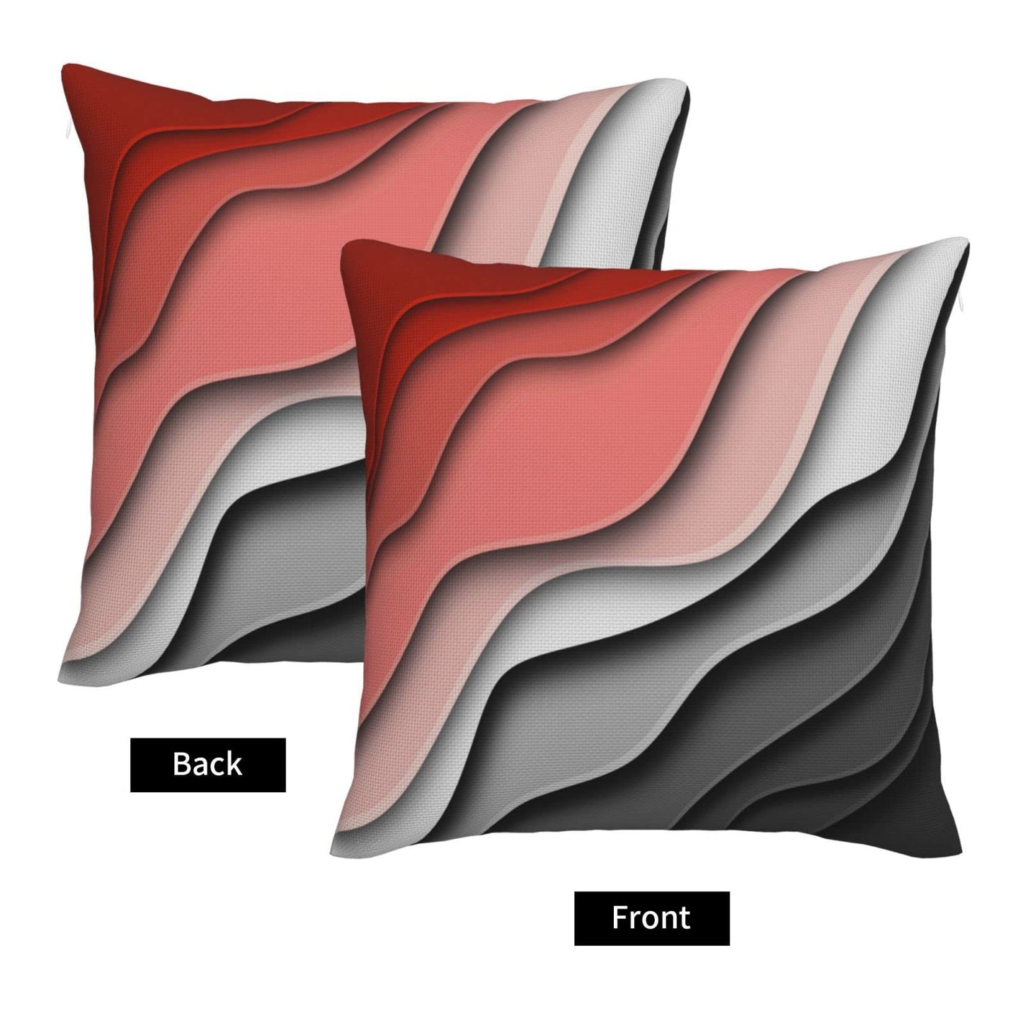 Red Black and Grey Boho Throw Pillow Covers 18x18 Set of 2 Summer Outdoor Abstract Stripe Pillows Cover Mid Century Modern Decorative Pillow Case Farmhouse Cushion Cover for Home Couch Bed Sofa Decor