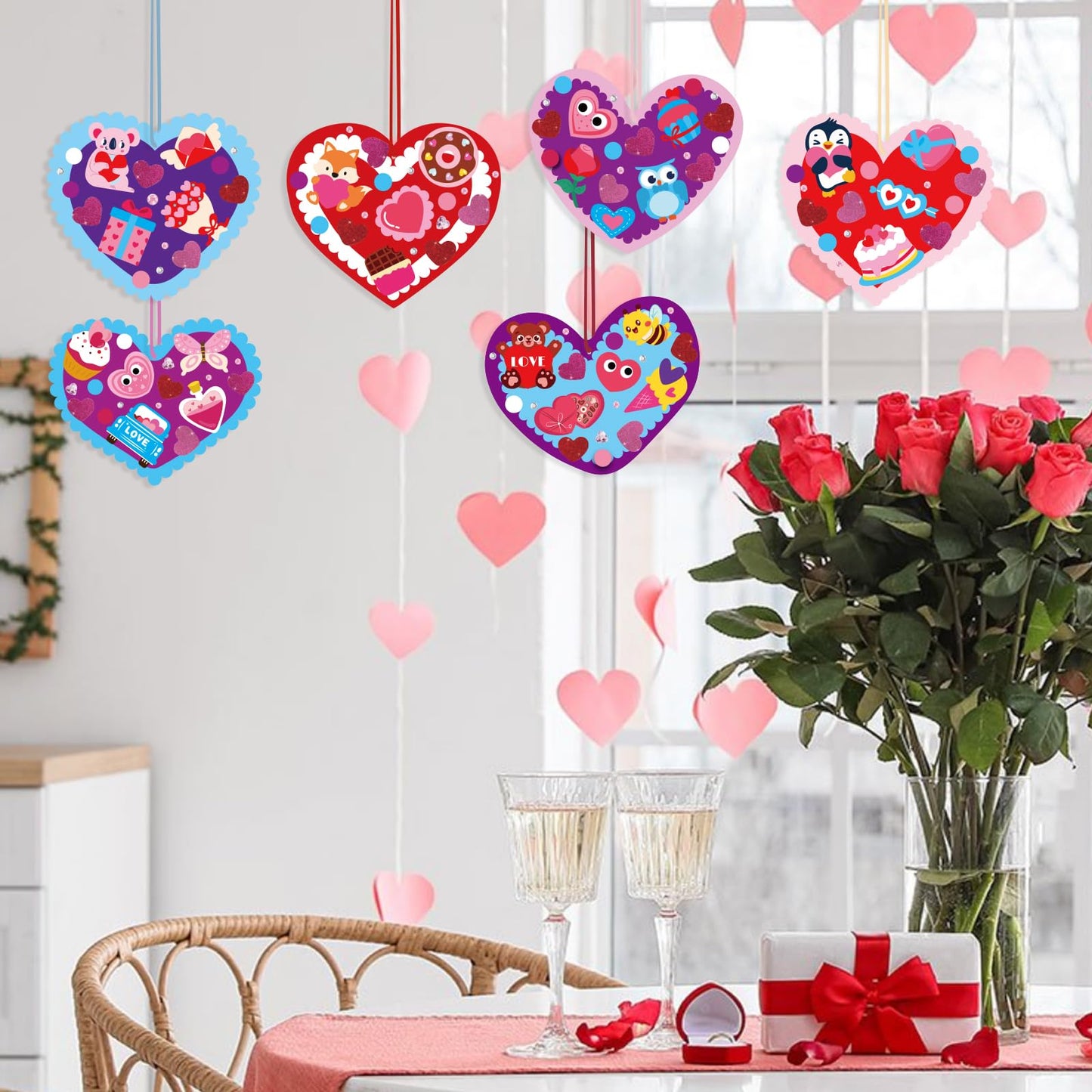 CCINEE 24 Sets Valentine's Day Heart Craft Kits DIY Heart Craft Set for School Gift Valentine's Day Wedding DIY Craft Supplies