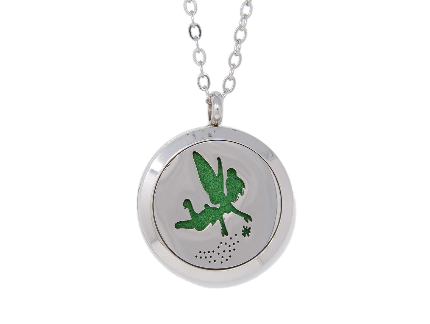 Aromatherapy Essential Oil Diffuser Stainless Steel 30MM Silver Magnetic Locket Pendant 2 Sizes Chain Necklace, Refill Pads & Diffuser Bracelet in a Velvet Bag (MagicFairyDust)