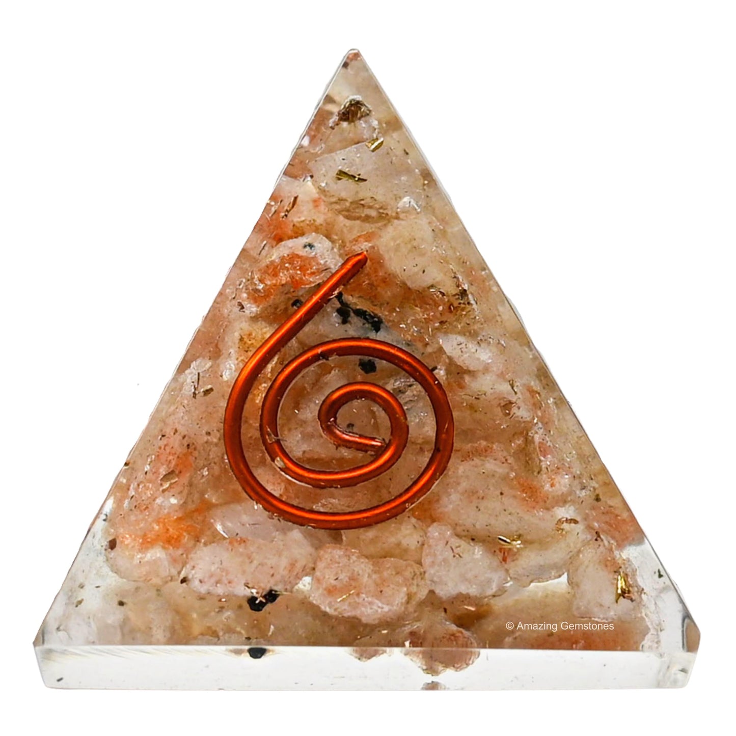 Amazing Gemstone Sunstone Orgone Pyramid - 30mm Small Orgonite Pyramids with Crystals and Healing Stones - Authentic Organite Gifts