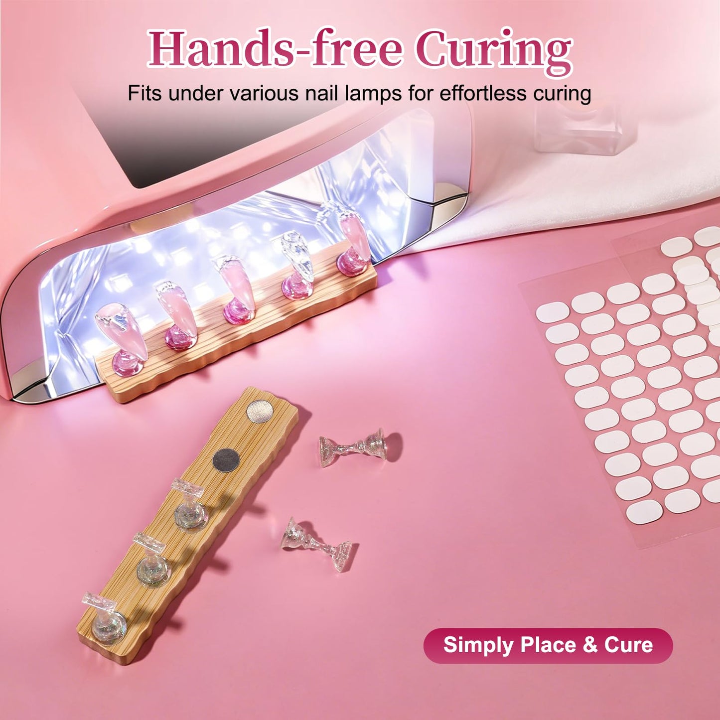 ANGNYA Nail Stand for Press on, 2 Set Super Magnetic Nail Holder for Painting Nails Nail Stand for Painting Nails Nail Display with 200pcs Sticky Tabs for Nail Art Display Home & Salon Use