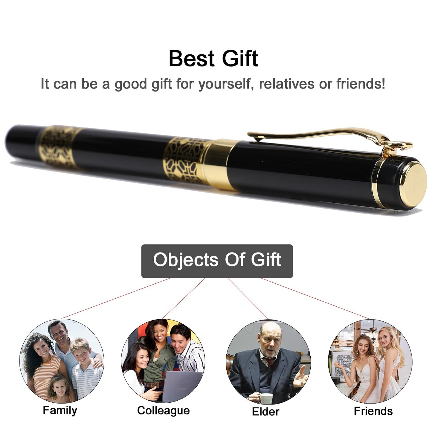 YIVONKA Ballpoint Pen Black Refill,Classical retro style Luxury Pen,Best Ball Pen Gift Set for Men & Women Professional Executive,Office,Nice Pens Classy Gift Box (2 Pack Black)