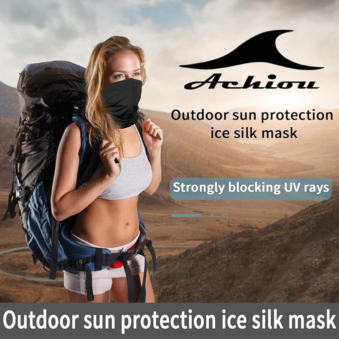 Achiou Neck Gaiter Face Cover Scarf, UV Protection Mask for Men and Women,Soft Windproof, Hiking Cycling Running
