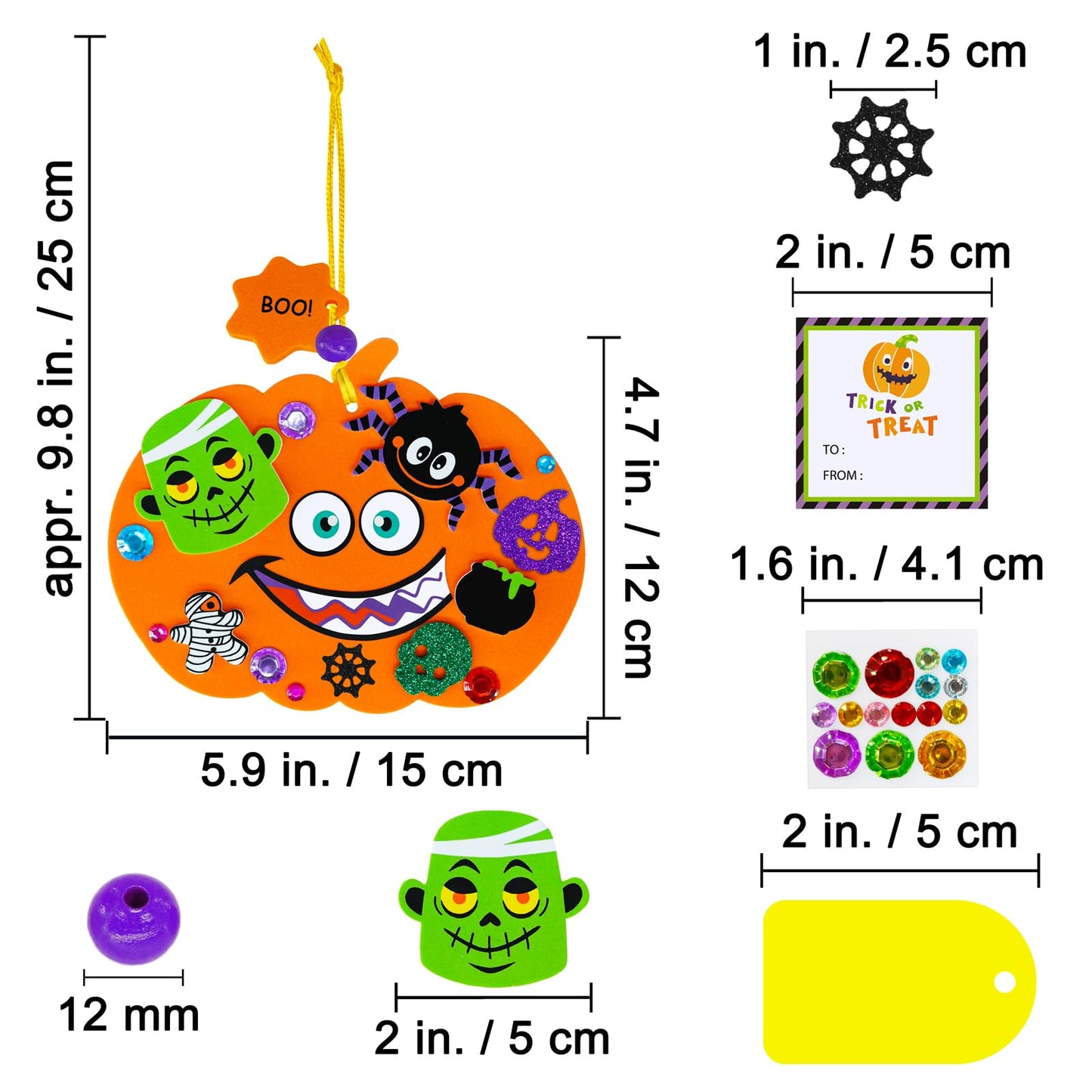 Winlyn 36 Sets Halloween Craft Kits Fall Crafts DIY Pumpkin Bat Black Cat Ghost Candy Corn Frankenstein Ornaments Art Crafts Sets Foam Stickers for Kids Classroom Activities Halloween Party Treats