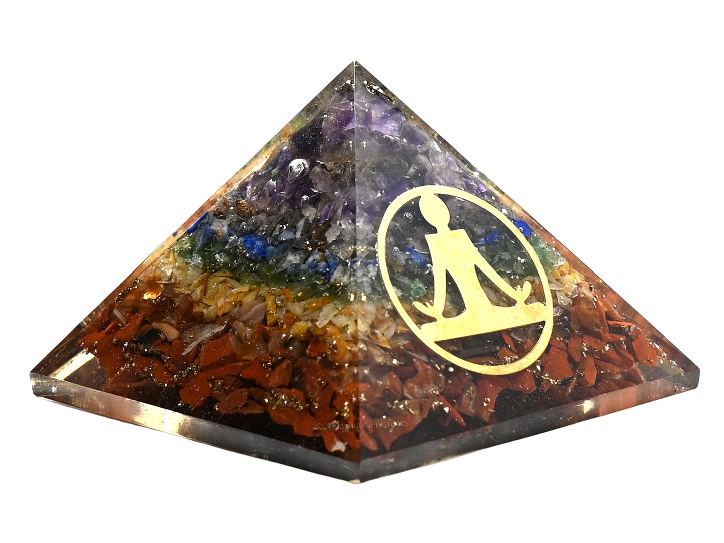 Amazing Gemstone Large Orgone Pyramid | Natural Chakra Pyramid Crystal | Buddha Orgonite Pyramid | Organ Pyramids Positive Energy Healing