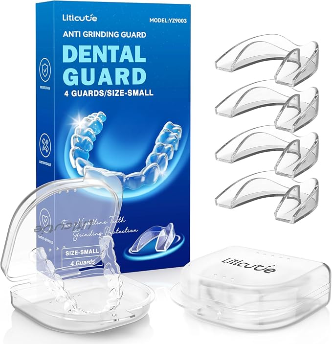 Mouth Guard for Grinding Teeth at Night,Teeth Grinding Mouth Guard for Sleep,Night Guards for Sleeping,4 Pack/Small Size,Clear