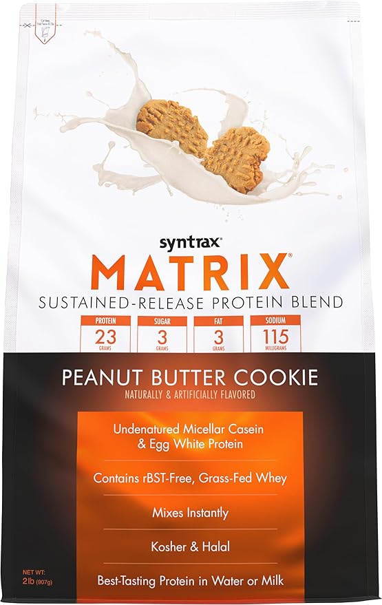 Syntrax Nutrition Matrix Sustained-Release Protein Blend Peanut Butter Cookie with Real Cookie Pieces 2 lbs.