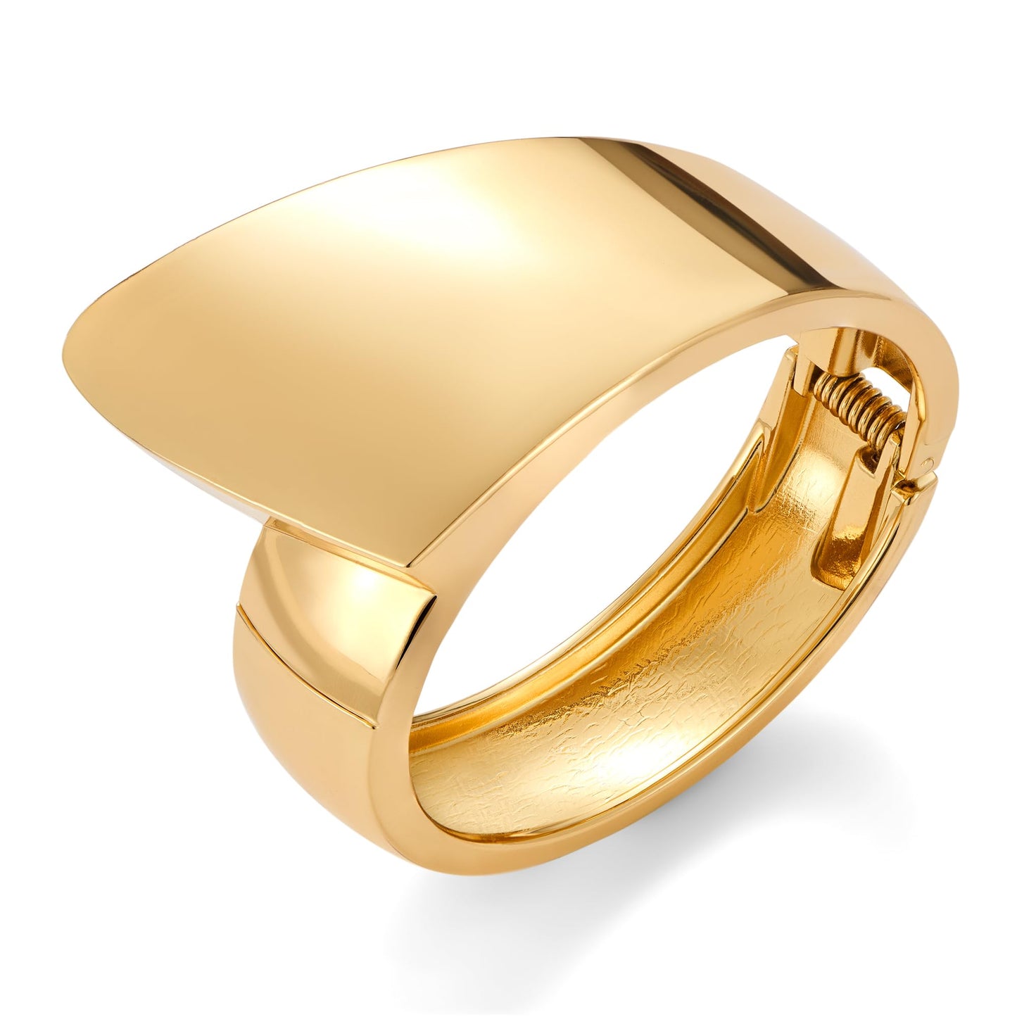 HUAYUNFANG Gold Chunky Bangle Bracelet for Women Irregular Wide Gold Statement Bracelet Spring Hinged Open Bangle Bracelet Trendy Jewrlry
