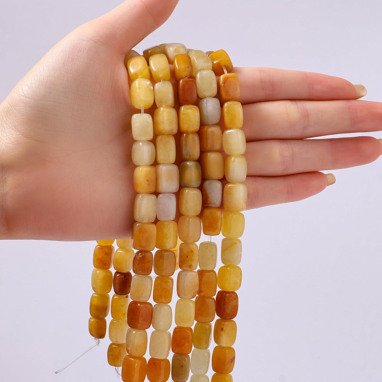 Natural Large Yellow Jade Cube Stone Beads 8x11mm 38cm/str Loose Semi Gemstone Stone Square Beads for Making Bracelets Necklace