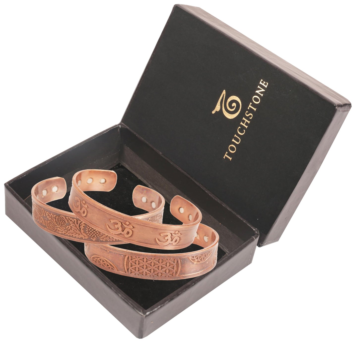 Touchstone copper bracelets | gift for men women |adjustable 100% pure solid real magnetic jewelry | handmade bracelet set combo | rope braided tibetan bangles. Set of 3 different designs