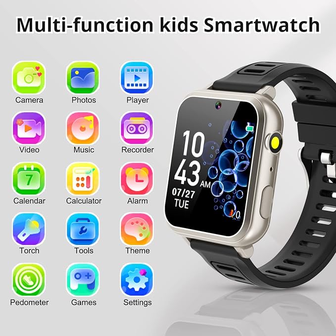 Kids Smart Watch Boys with 39 Puzzle Games HD Touch Screen Music Player