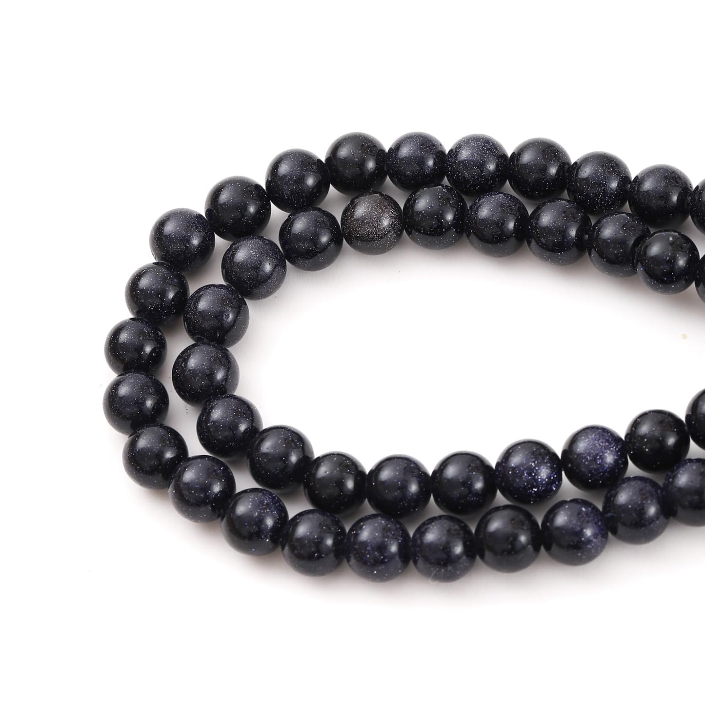 8mm 45pcs DIY Natural Blue Sandstone Stone Beads Round Healing Crystal Gemstone Loose Beads for Jewelry Making Handmade Bracelet Necklace