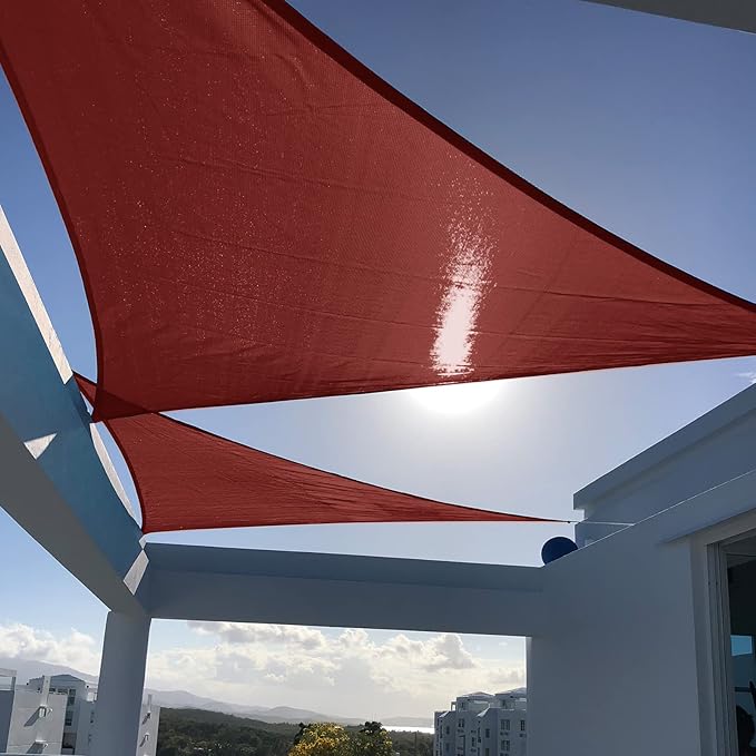 SUNNY GUARD Custom Size 19'x22'x22' Triangle Terra Red UV Block Sunshade for Backyard Yard Deck Patio Garden Outdoor Activities and Facility(Customized)