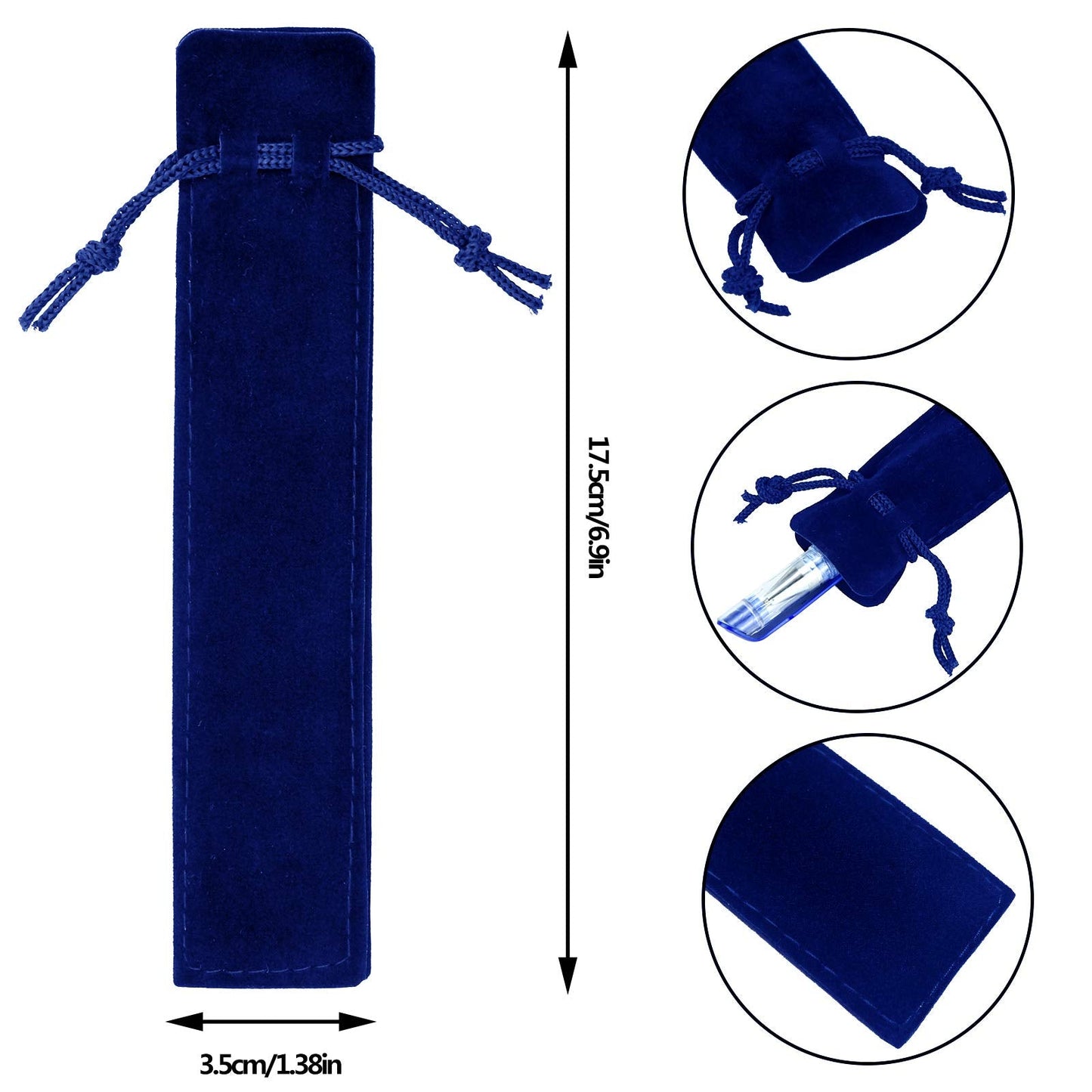 SUMERSHA 100pcs Velvet Pen Pouch Drawstring Pen Bag Single Pen Sleeve Holder for Office Business Gift