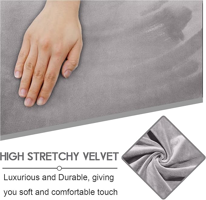 ULTICOR Velvet 8-Pieces Recliner Sofa Covers Stretch Reclining Couch Covers for 3 Cushion Reclining Sofa Slipcovers Furniture Covers Thick Soft Washable (3 Seater Recliner Cover, Light Grey)