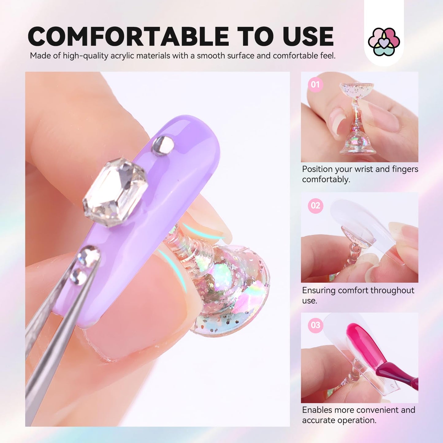 SAVILAND LED U V Light with Magnetic Stand & LCD Screen Portable Nail Lamp Kit Handsfree 2-Timer Modes Portable Mini Nail Dryer Nail Stand for Press Ons Nails Display: 3 Nail Stand Set