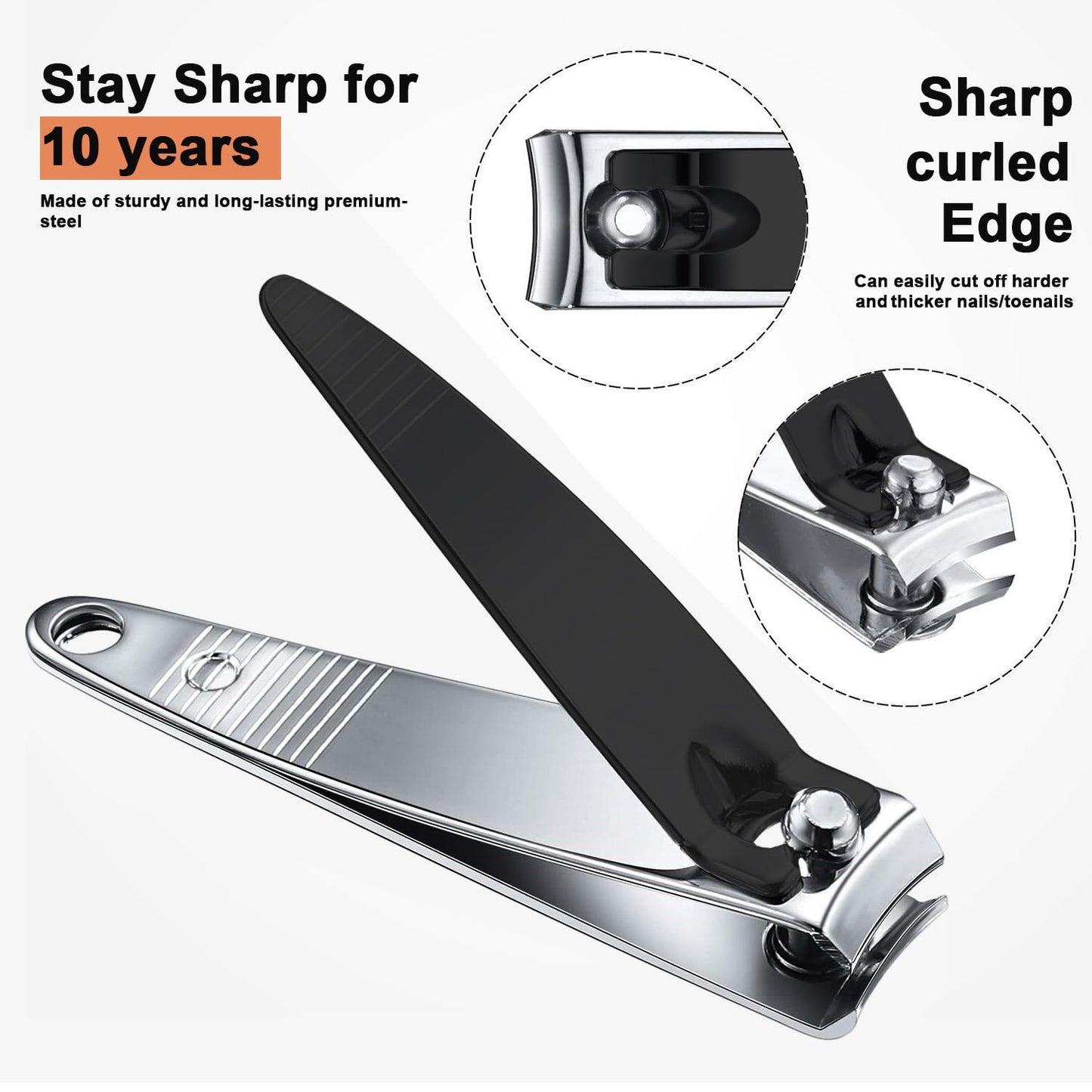 HANTEKAS 30 Pieces Fingernail Nail Clipper Bulk Blak Sliver Portable Toenail Clippers Cutter Set