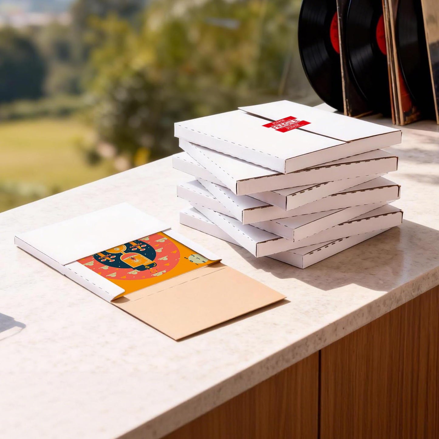 JxyHauteresce 22-Pack Vinyl Record Mailers - 12.6x12.6x1 Inch Vinyl Record Shipping Boxes for LP Records, Photos & Stamp Collection (22) Vinyl Mailers