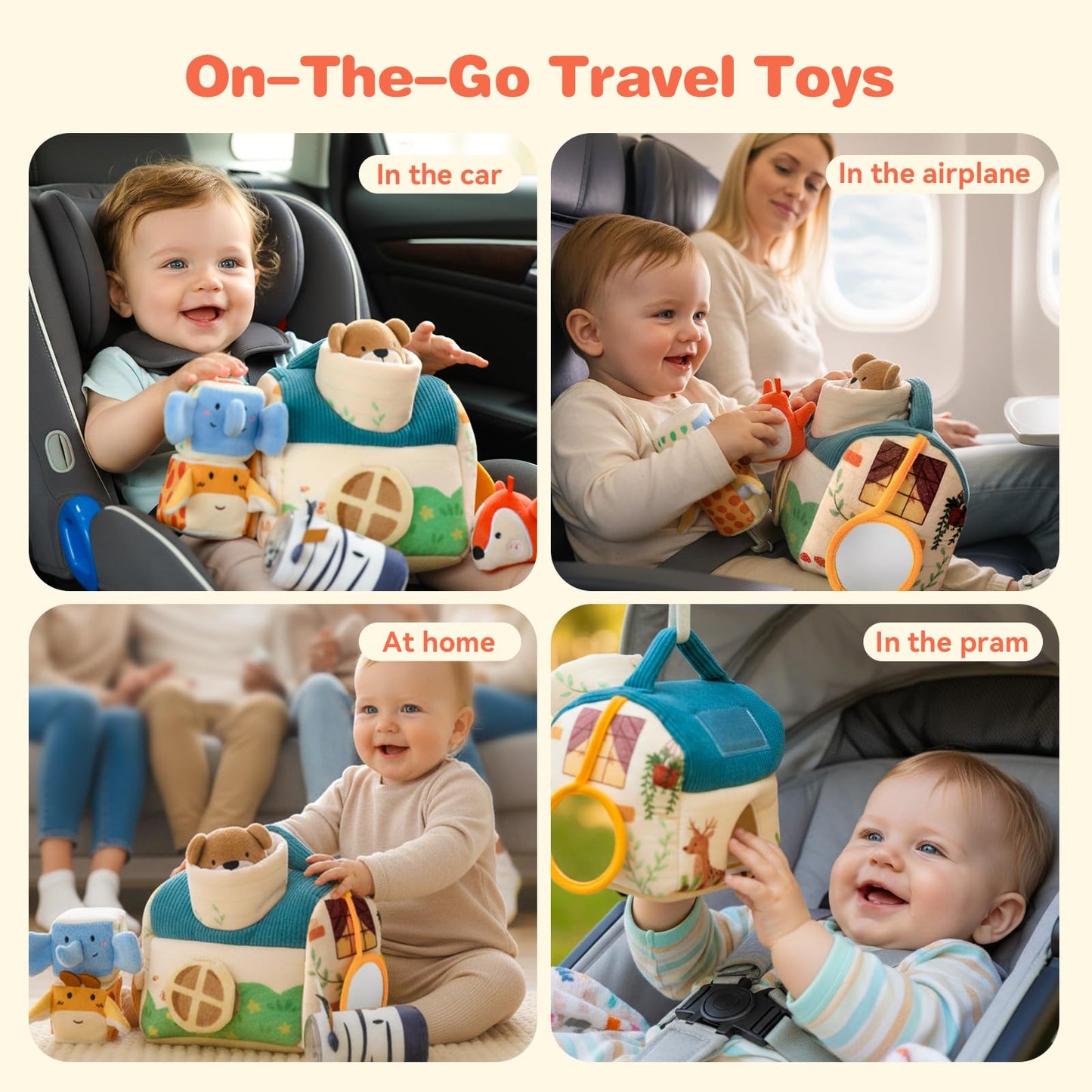 Youuys Sensory Toys 2 Sets, Baby Tissue Box Toy & Soft Stuffed Animal Set
