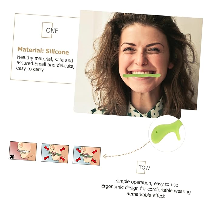 minkissy 3pcs Smile Practice Tool Silicone for Stuttering Mouth Exerciser for Facial Muscle Strengthening Portable Wrinkle Tool for Ages