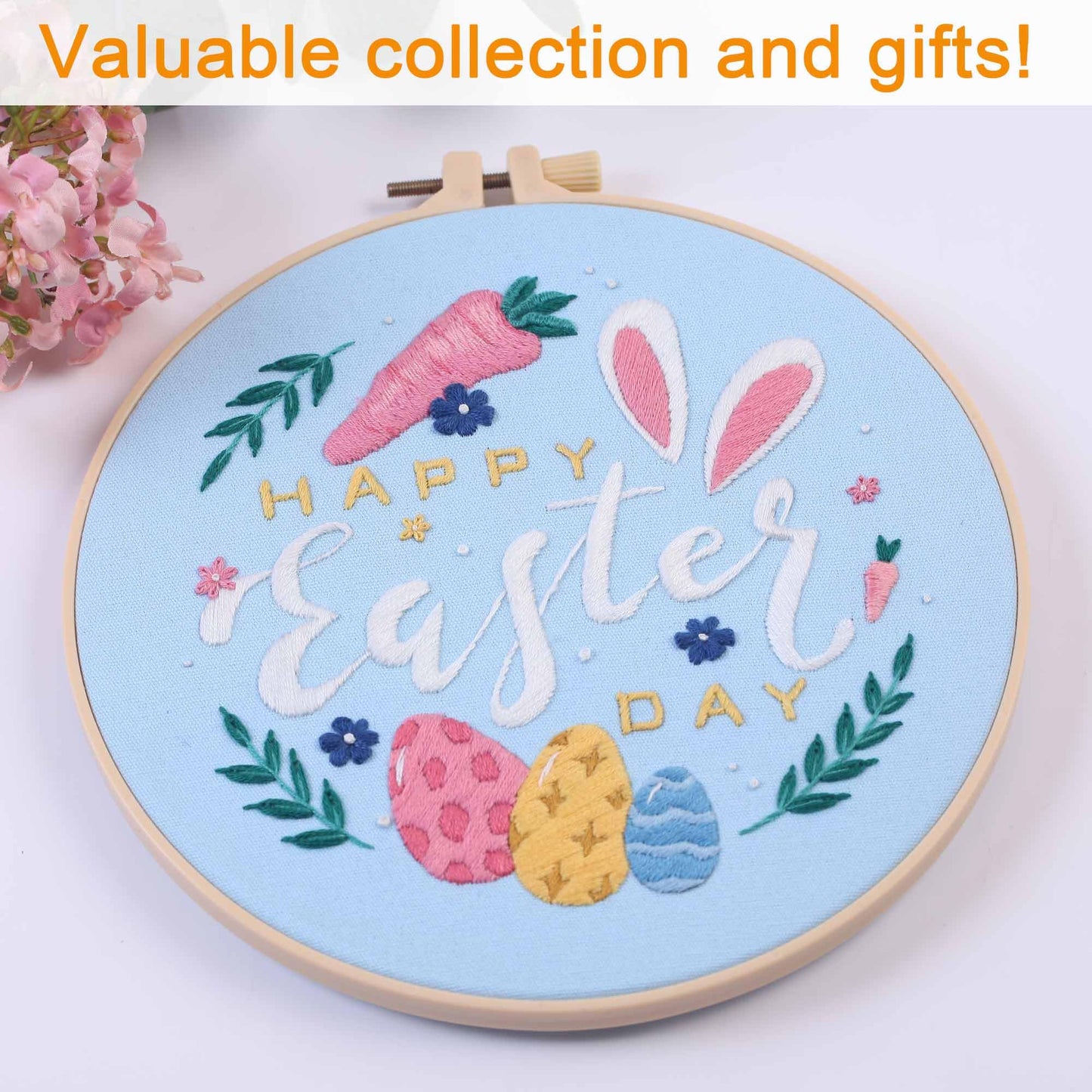 REEWISLY S166+169+170+171 4set 4set Beginner Embroidery Kit for Adults, 4 Floral Patterns with 2 Hoops, Embroidery Starter Kit with Needles & Floss, Cross Stitch Kits for Beginners