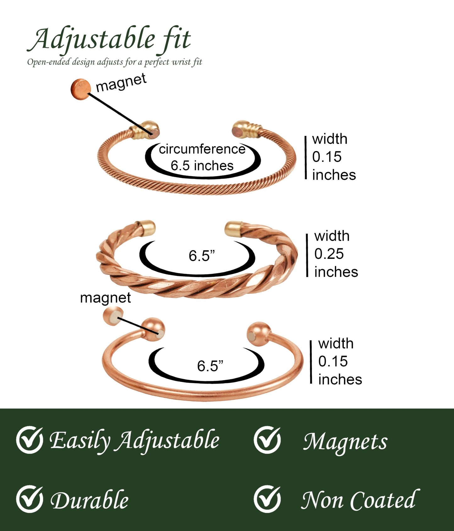 Touchstone copper bracelets | gift for men women |adjustable 100% pure solid real magnetic jewelry | handmade bracelet set combo | rope braided tibetan bangles. Set of 3 different designs