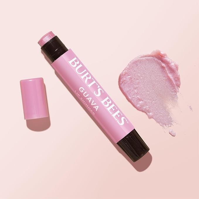 Burt's Bees Shimmer Lip Tint Set, Tinted Lip Balm Stick, Moisturizing for All Day Hydration with Natural Origin Glowy Pigmented Finish & Buildable Color, Guava (4-Pack)