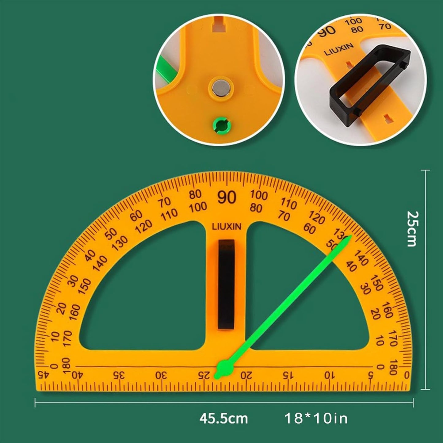 Magnetic Geometry Math Ruler Set for Classroom, Large Protractor, Triangle & Measuring Rulers, Magnetic Blackboard Tools for Teachers & Students Enhances Math Learning, 5pc