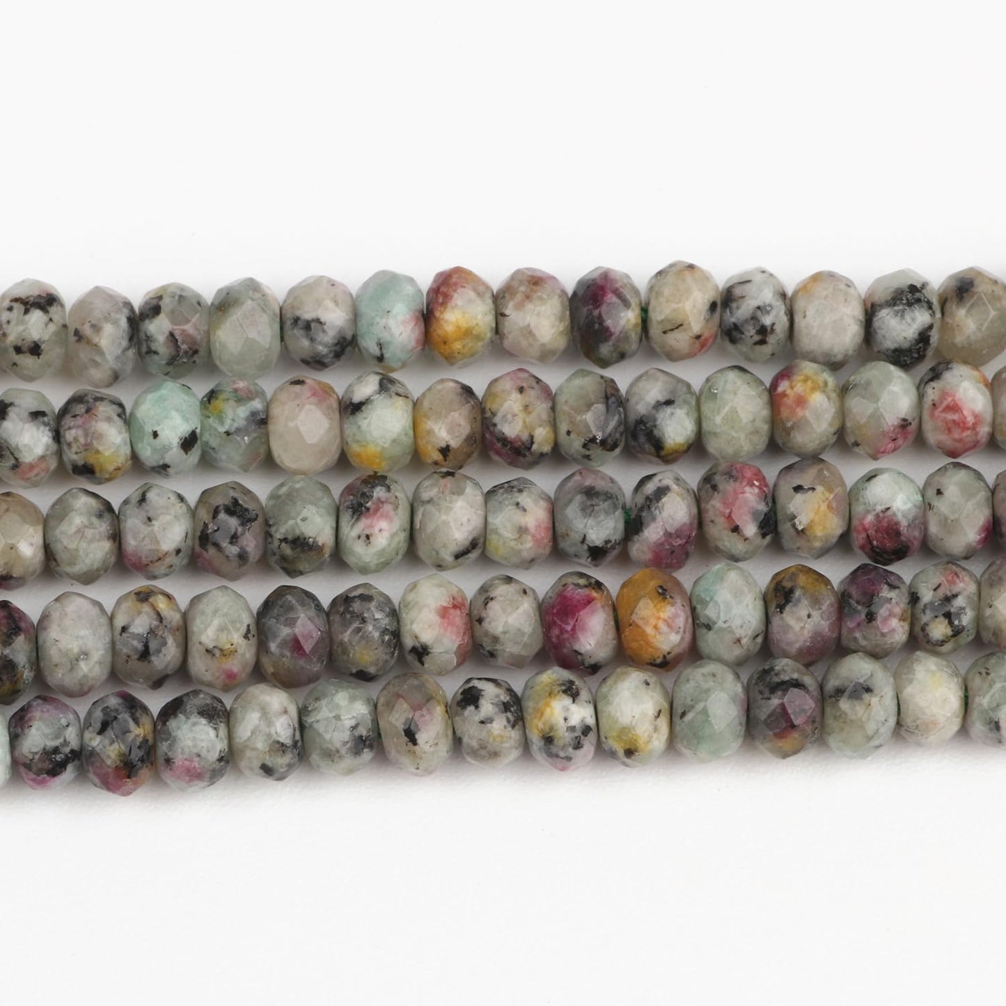 2 String 220PCS 3x5mm Natural Red-Green Color Speckled Beads for Jewelry Making, Songxi Facted Loose Gemstone Beads for DIY Bracelet Necklace Making Supplies with Energy Healing Chakra Power