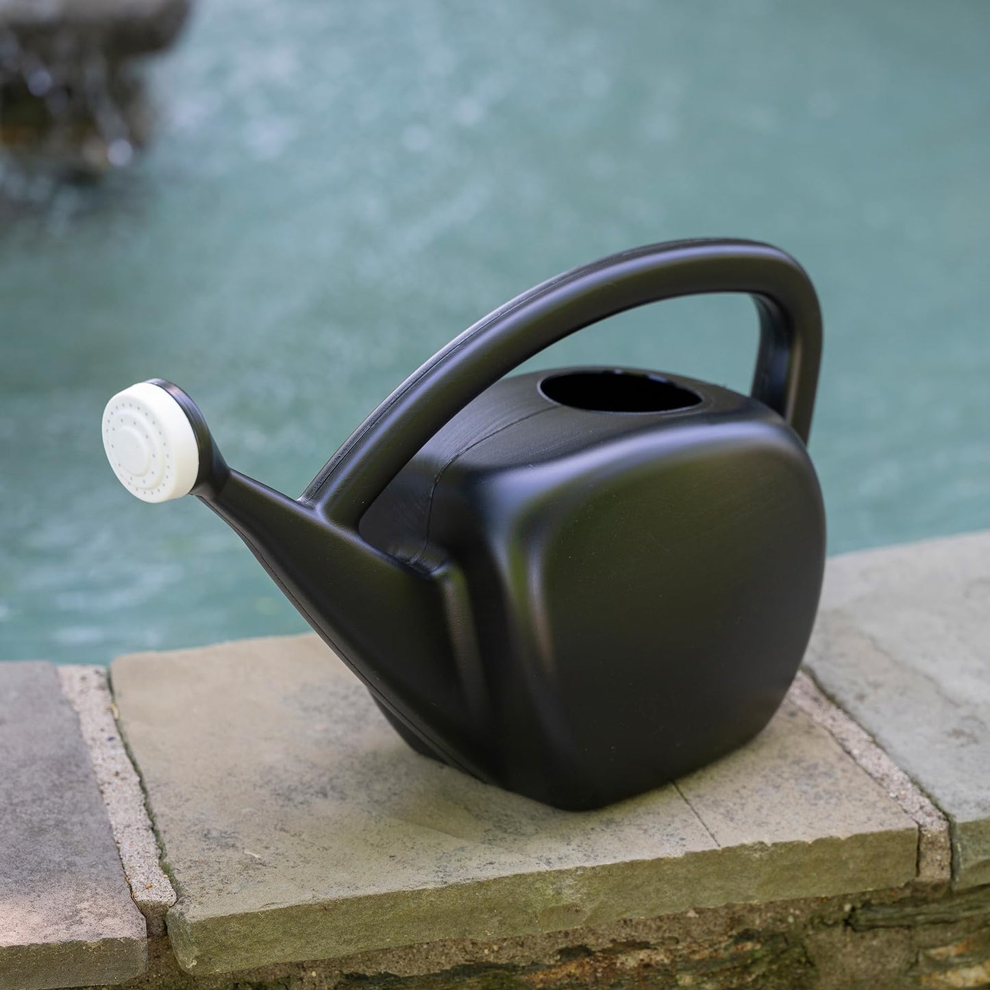 Root & Vessel 2 Gallon Watering Can Outdoor, Made in USA, Large Fill Hole & Long Spout & Handle for Ease of Use, Removable Nozzle, Outdoor & Indoor Use, Black