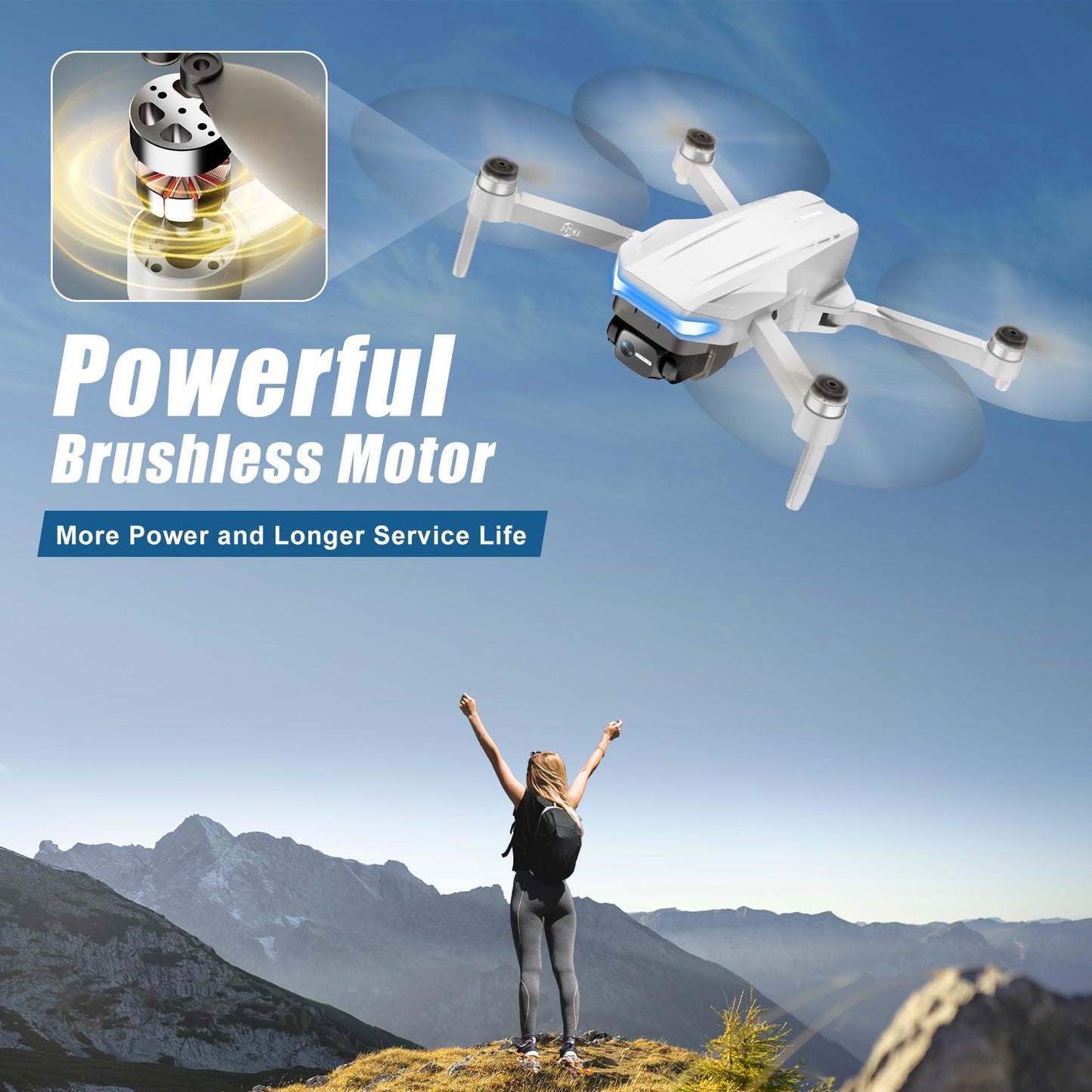 Oddire Drones with Camera for Adults 4K, GPS Auto Return, Waypoint Flight, Orbit Fly, GPS Follow, Gesture Control, Foldable Drone with Brushless Motor, 249g Light, 48 Mins Flight Time with 2 Batteries
