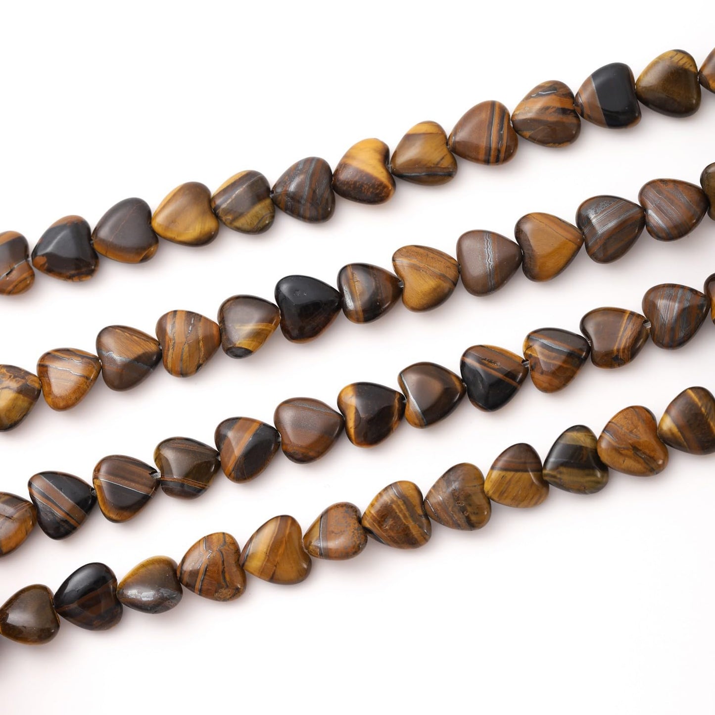 Natural Heart Shaped Tiger Eye Stone Beads 10mm Loose Crystal Healing Beads for DIY Necklace Bracelet Making Gemstone Craft Supplies