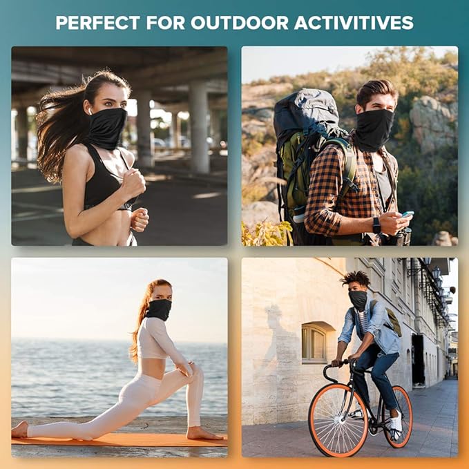 VULKIT 2 Pack Neck Gaiter Face Mask Scarf Reusable Bandanas Tube UV Protection Balaclava Outdoor Sport for Men and Women