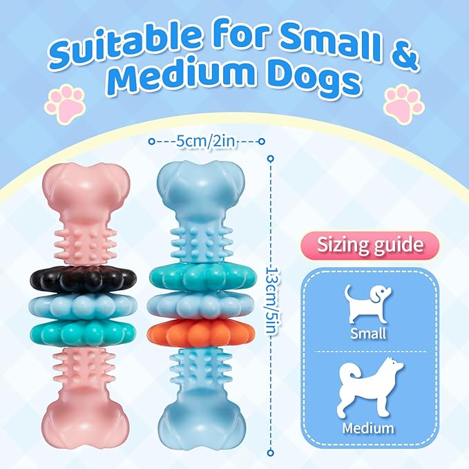 Atiansen 2 Pack Indestructible Puppy Chew Toy Soft Durable Teeth Cleaning