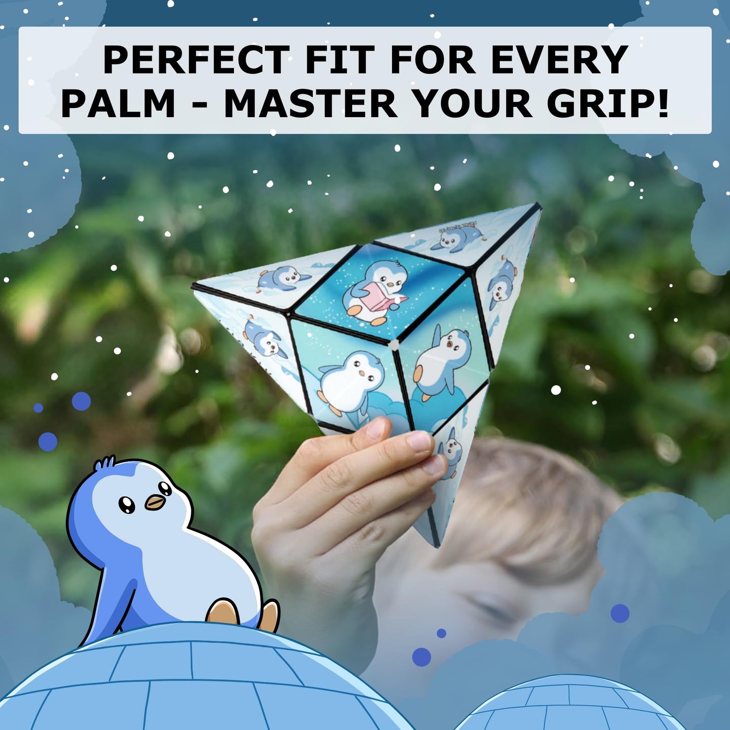 Shashibo Pudgy Penguins Shape Shifting Box – STEM Fidget Toy with Ultra Strong Magnets, Puzzle Cube Transforms into 100+ Shapes, Sensory Gift for Kids, Teens, and Adults (Paxton)