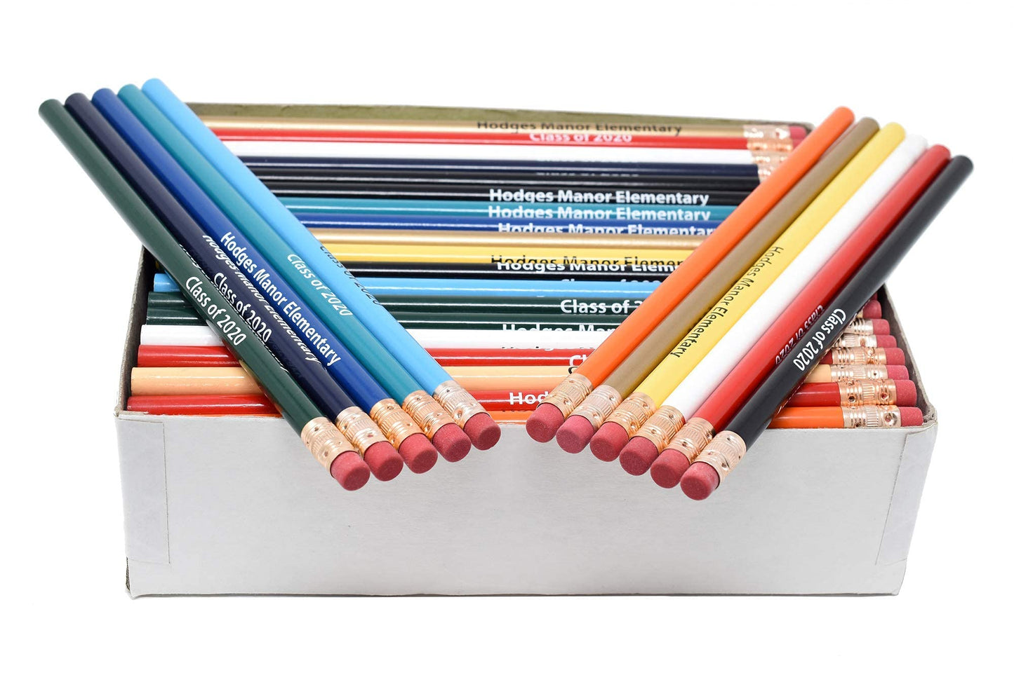 Pencil Guy Promotional Personalized Imprinted White Round Pencils 144 to a box. 19 color(s) to choose from!